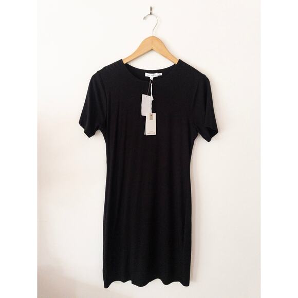 Good American Good Touch Super Stretch T-Shirt Minidress in Black001 NWT - Picture 2 of 6